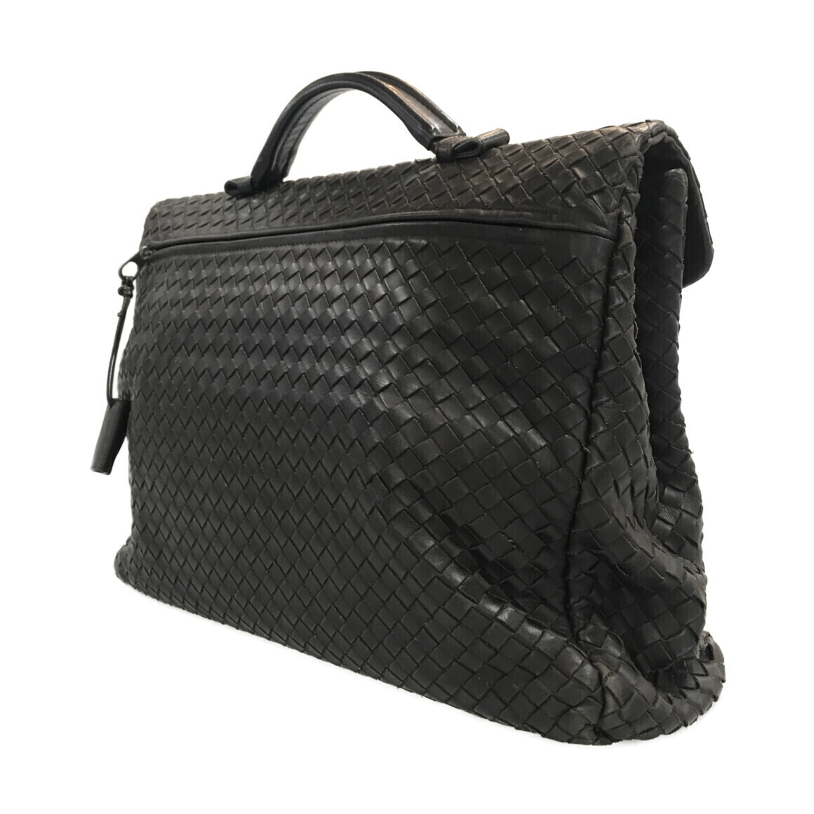 Bottega Veneta Intrecciato Leather Black Briefcase Woven